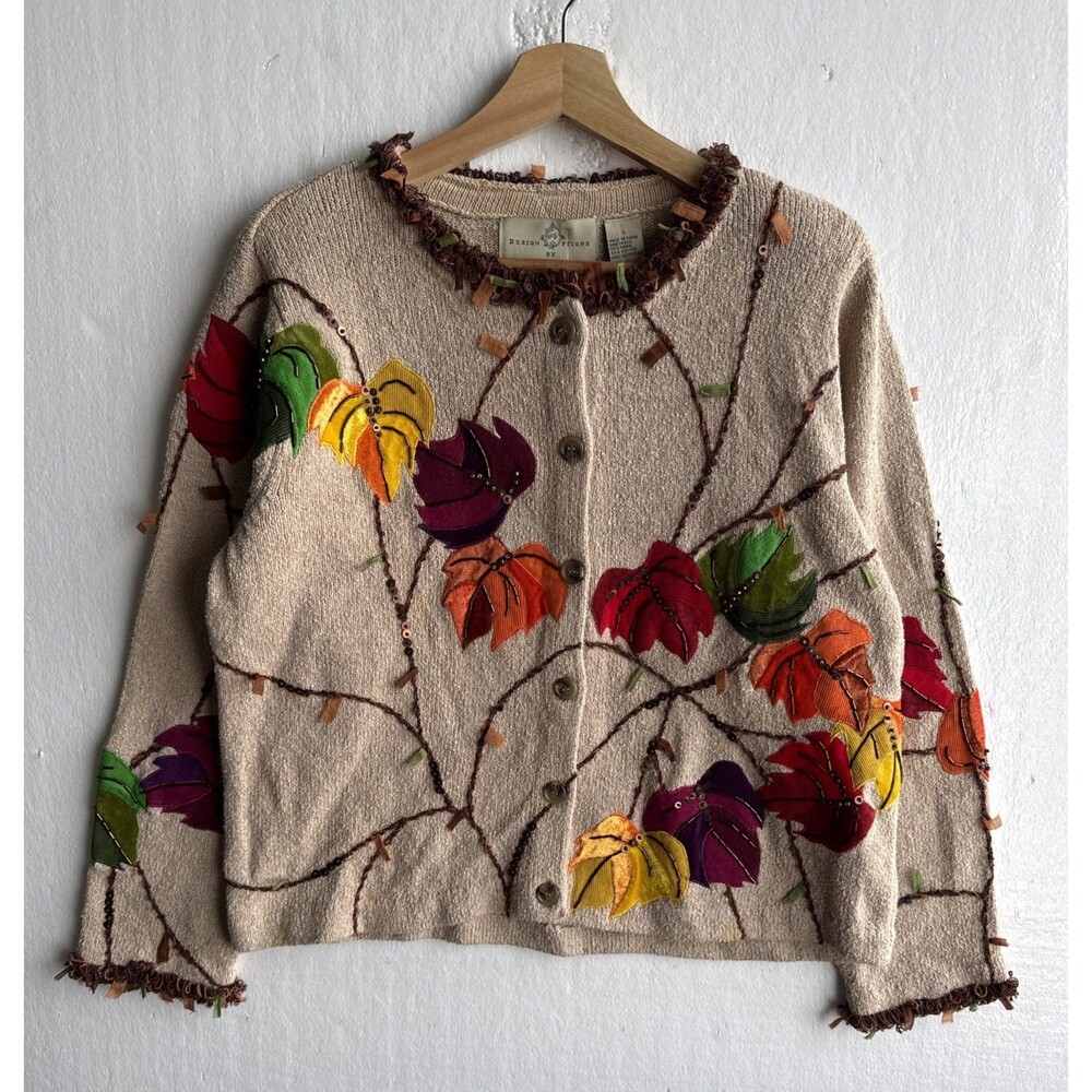 NWT VTG Philip and Jane Gordon Knit Sweater Fall Leaf Pattern Large